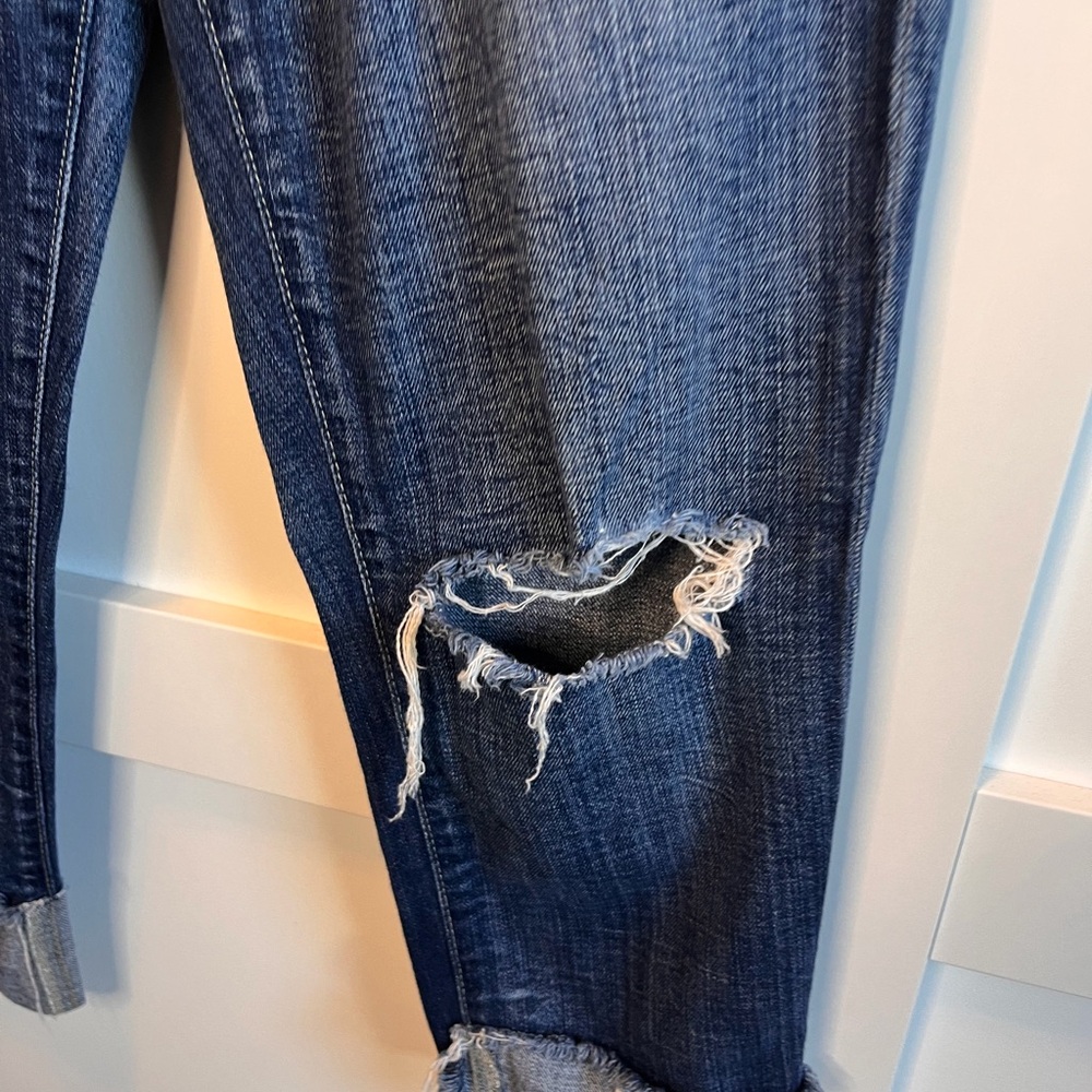 Joe’s Jeans Distressed Slim Straight Denim Jeans Cuffed Hem Size 25 - Picture 2 of 6